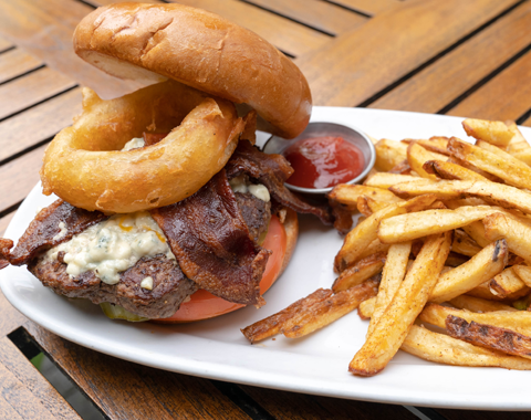 Red, white and blue burger